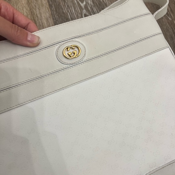 White leather logo gucci shoulder bag purse - Picture 9 of 11